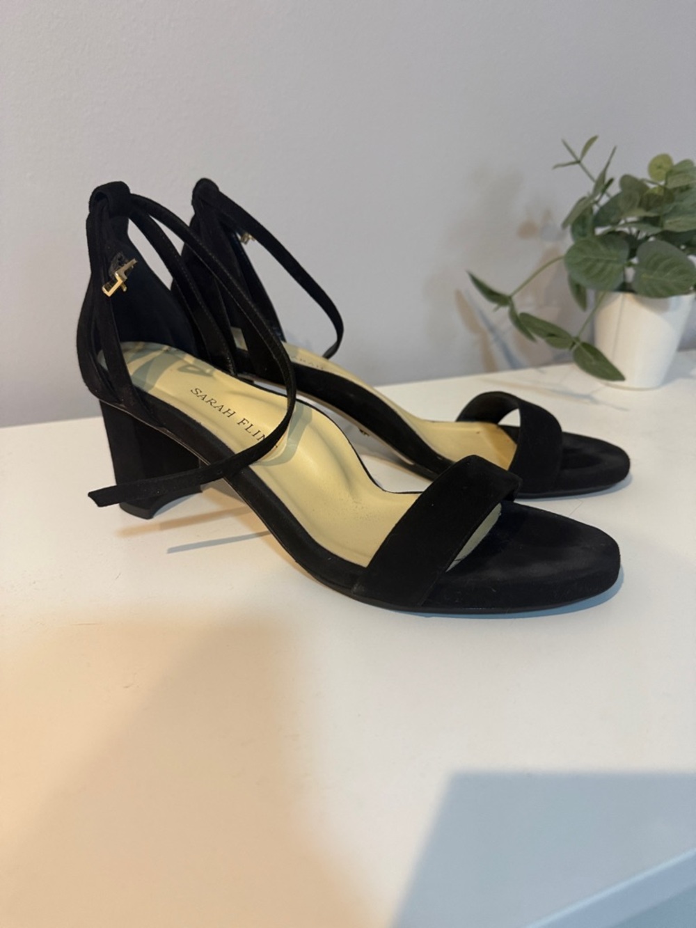 Sarah Flint Black Suede Strappy Block Heel (60) Sandals